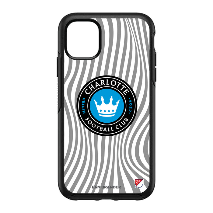 OtterBox Black Phone case with Charlotte FC Primary Logo With Team Groovey Lines