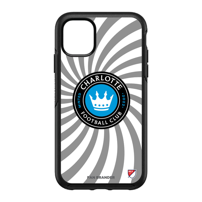 OtterBox Black Phone case with Charlotte FC Primary Logo With Team Groovey Burst