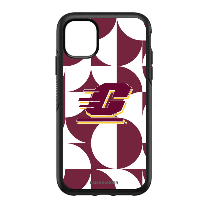 OtterBox Black Phone case with Central Michigan Chippewas Primary Logo on Geometric Circle Background