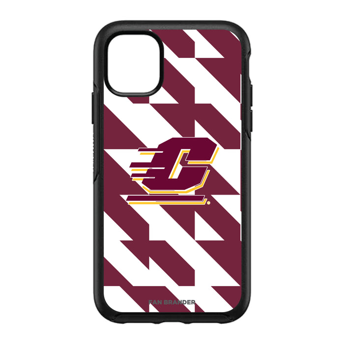 OtterBox Black Phone case with Central Michigan Chippewas Primary Logo on Geometric Quad Background