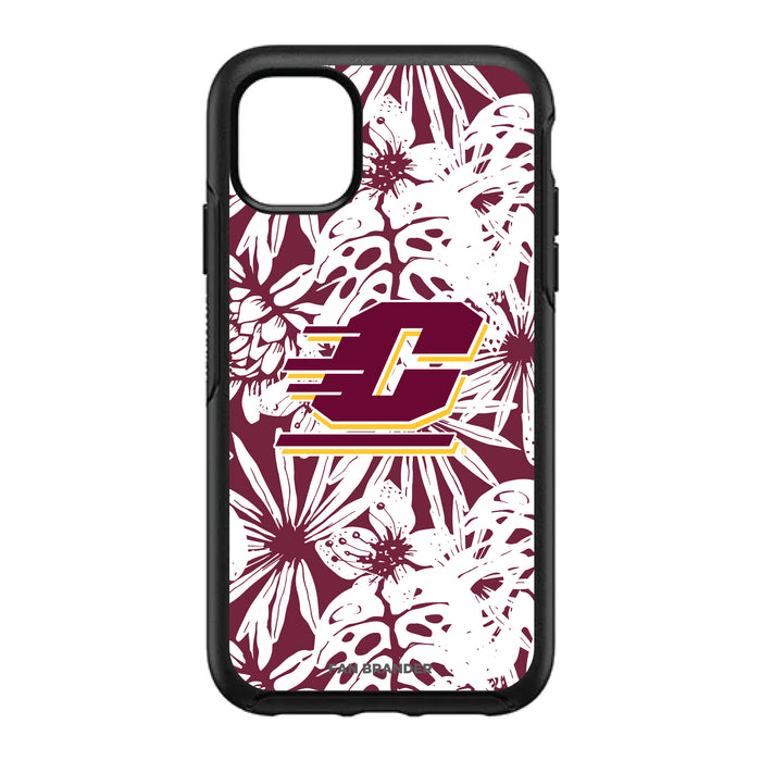 OtterBox Black Phone case with Central Michigan Chippewas Primary Logo With Team Color Hawain Pattern