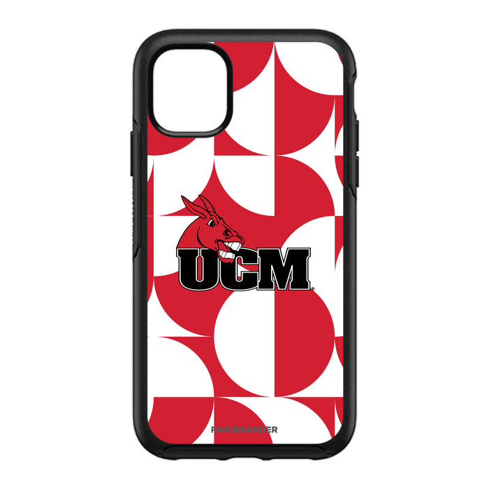 OtterBox Black Phone case with Central Missouri Mules Primary Logo on Geometric Circle Background
