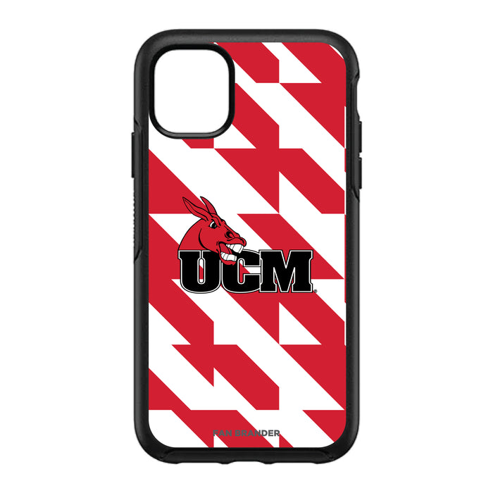 OtterBox Black Phone case with Central Missouri Mules Primary Logo on Geometric Quad Background