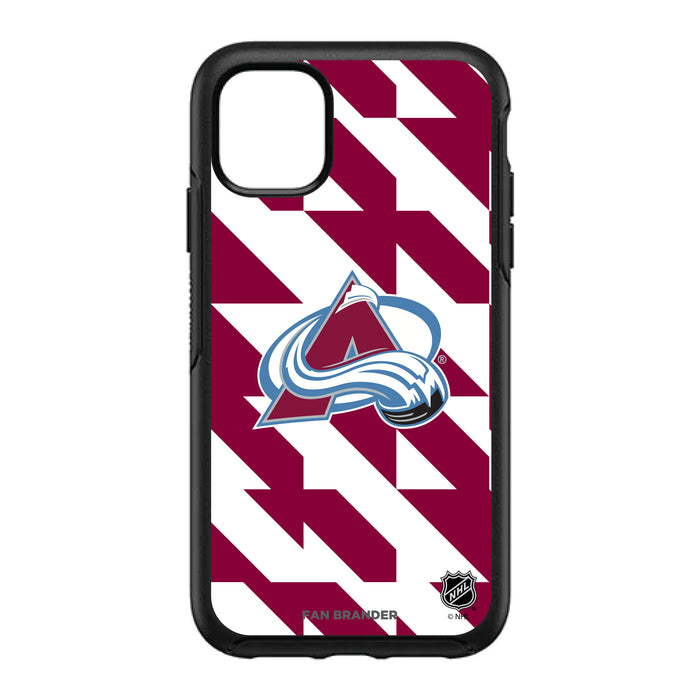 OtterBox Black Phone case with Colorado Avalanche Primary Logo on Geometric Quad Background