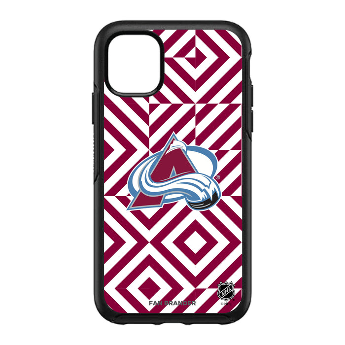 OtterBox Black Phone case with Colorado Avalanche Primary Logo on Geometric Diamonds Background