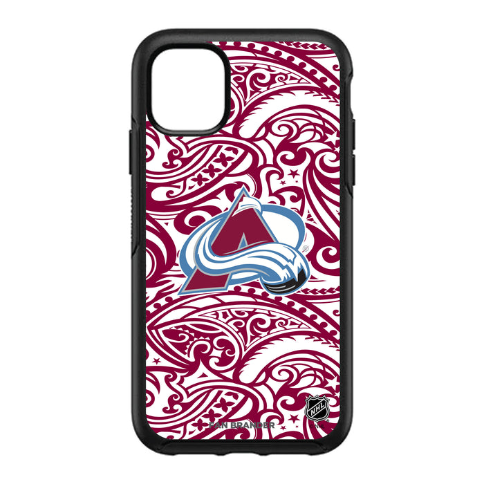 OtterBox Black Phone case with Colorado Avalanche Primary Logo With Team Color Tribal Background