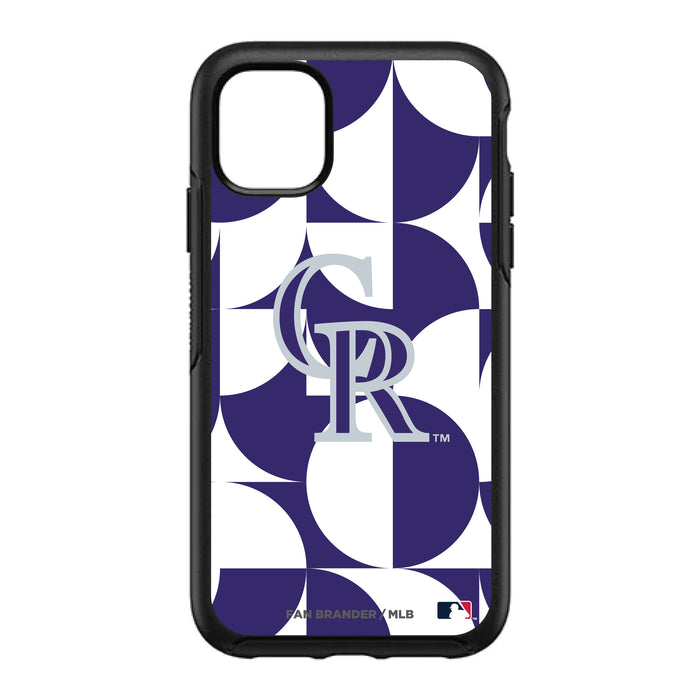 OtterBox Black Phone case with Colorado Rockies Primary Logo on Geometric Circle Background