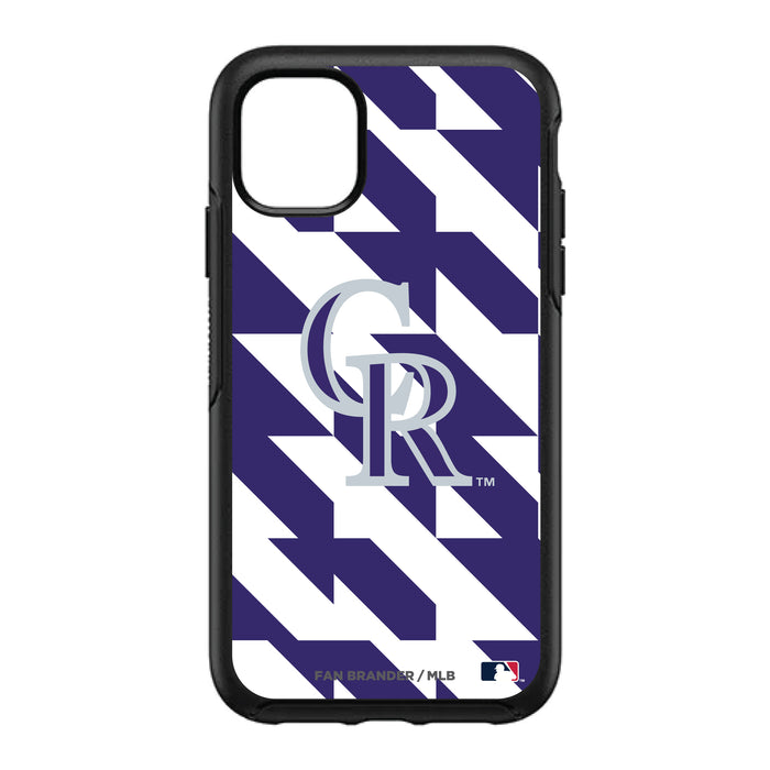 OtterBox Black Phone case with Colorado Rockies Primary Logo on Geometric Quads Background