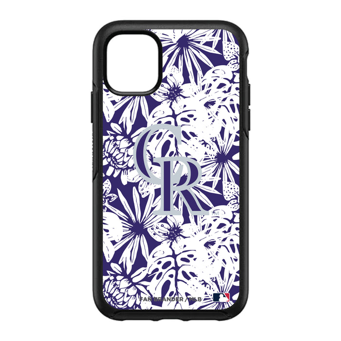 OtterBox Black Phone case with Colorado Rockies Primary Logo With Team Color Hawain Pattern