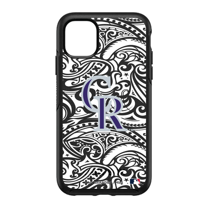 OtterBox Black Phone case with Colorado Rockies Primary Logo With Black Tribal