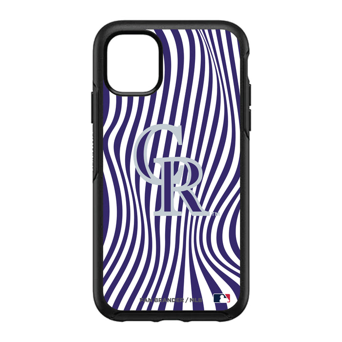 OtterBox Black Phone case with Colorado Rockies Primary Logo With Team Groovey Lines