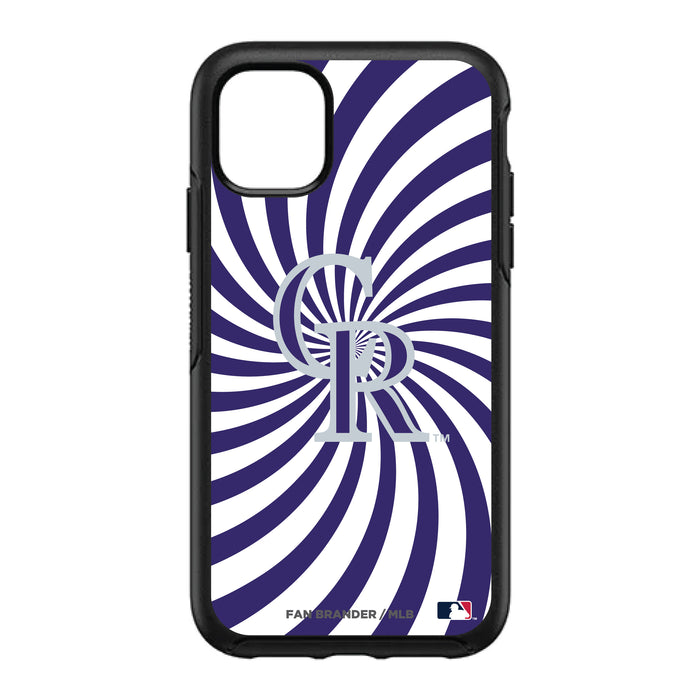 OtterBox Black Phone case with Colorado Rockies Primary Logo With Team Groovey Burst