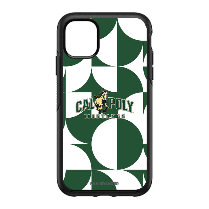 OtterBox Black Phone case with Cal Poly Mustangs Primary Logo on Geometric Circle Background