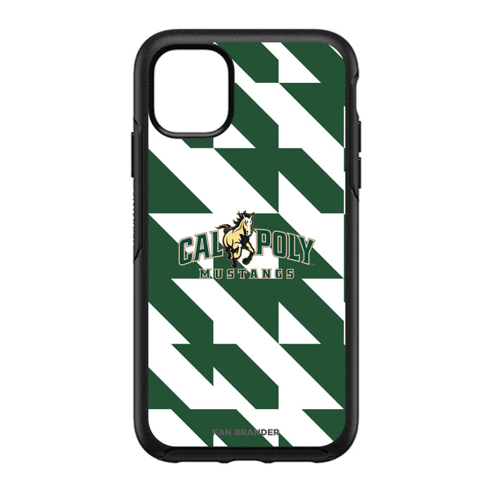 OtterBox Black Phone case with Cal Poly Mustangs Primary Logo on Geometric Quad Background
