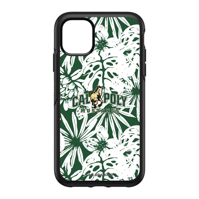 OtterBox Black Phone case with Cal Poly Mustangs Primary Logo With Team Color Hawain Pattern