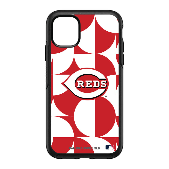 OtterBox Black Phone case with Cincinnati Reds Primary Logo on Geometric Circle Background