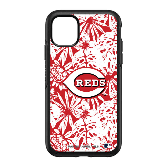OtterBox Black Phone case with Cincinnati Reds Primary Logo With Team Color Hawain Pattern