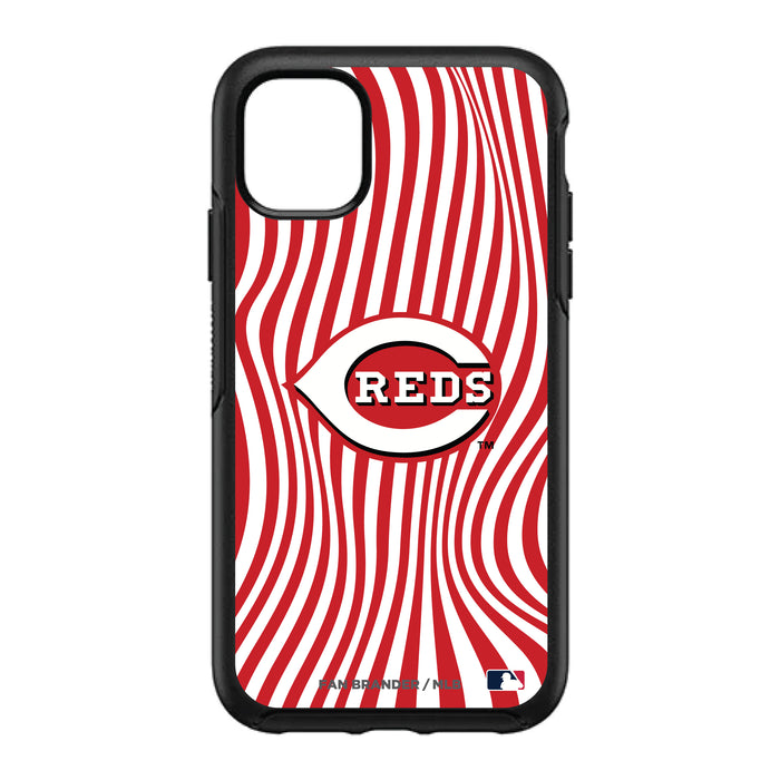 OtterBox Black Phone case with Cincinnati Reds Primary Logo With Team Groovey Lines