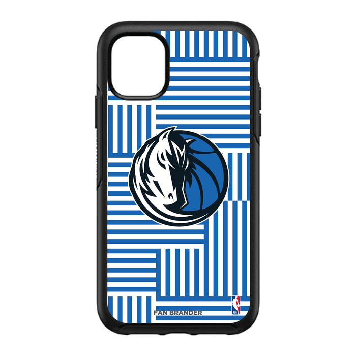 OtterBox Black Phone case with Dallas Mavericks Primary Logo on Geometric Lines Background