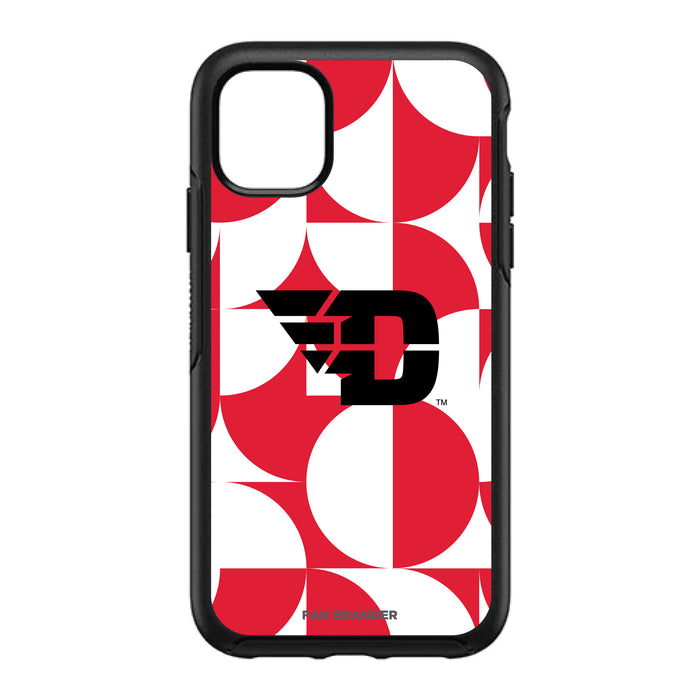 OtterBox Black Phone case with Dayton Flyers Primary Logo on Geometric Circle Background