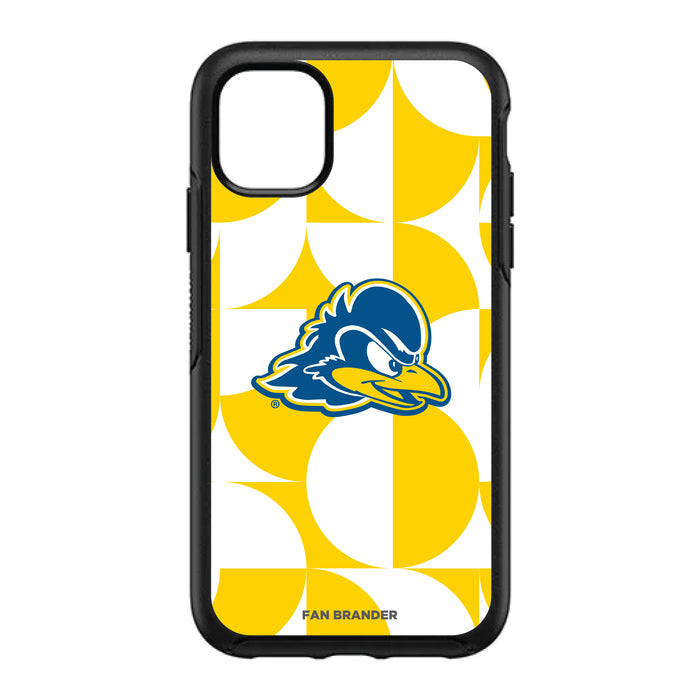 OtterBox Black Phone case with Delaware Fightin' Blue Hens Primary Logo on Geometric Circle Background