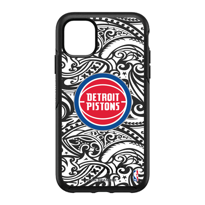 OtterBox Black Phone case with Detroit Pistons Primary Logo With Black Tribal
