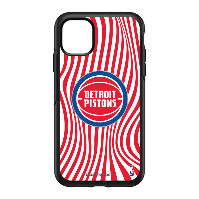 OtterBox Black Phone case with Detroit Pistons Primary Logo With Team Groovey Lines