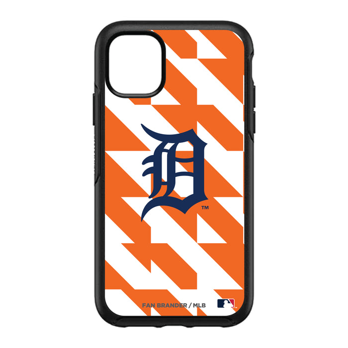 OtterBox Black Phone case with Detroit Tigers Primary Logo on Geometric Quads Background