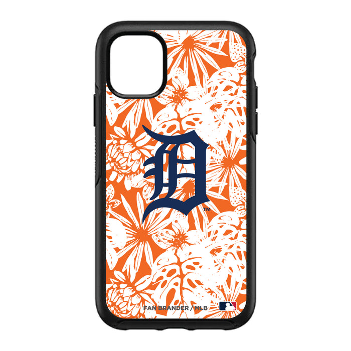 OtterBox Black Phone case with Detroit Tigers Primary Logo With Team Color Hawain Pattern