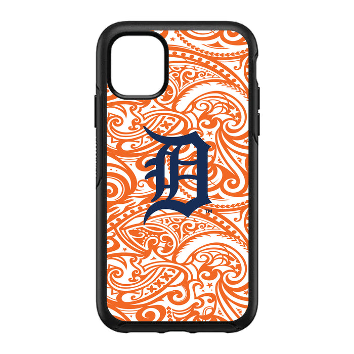OtterBox Black Phone case with Detroit Tigers Primary Logo With Team Color Tribal Background
