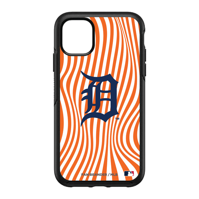 OtterBox Black Phone case with Detroit Tigers Primary Logo With Team Groovey Lines