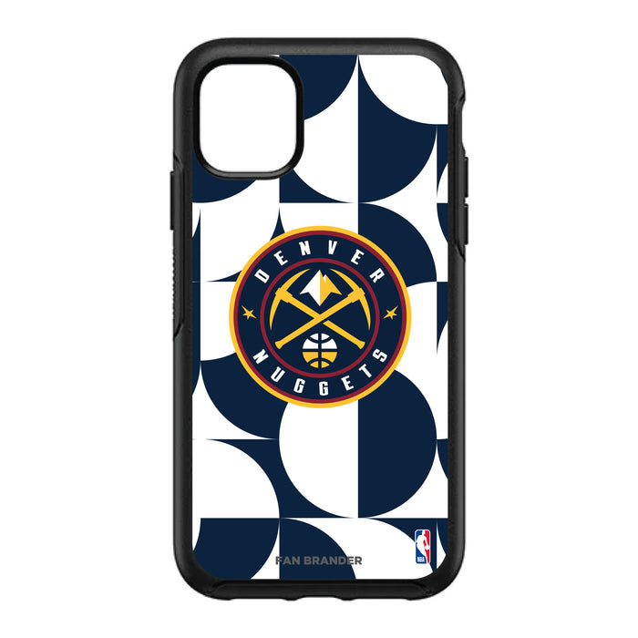 OtterBox Black Phone case with Denver Nuggets Primary Logo on Geometric Circle Background
