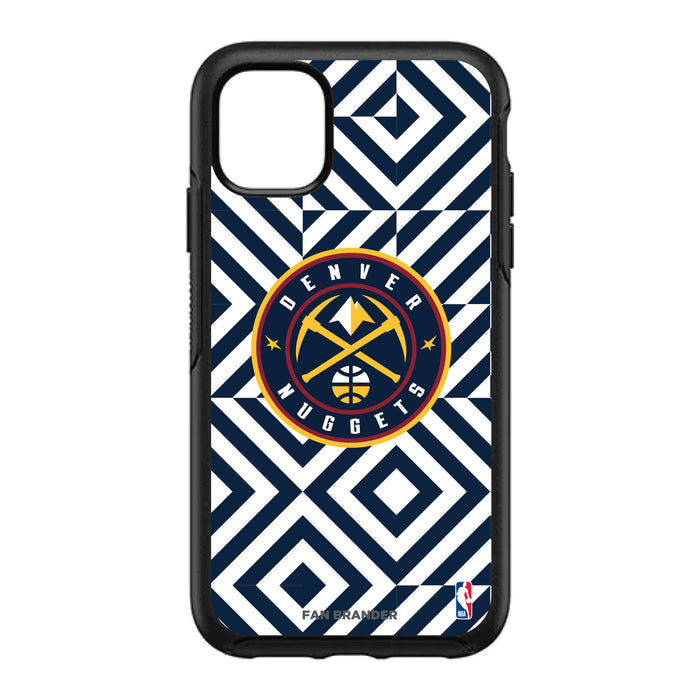 OtterBox Black Phone case with Denver Nuggets Primary Logo on Geometric Diamonds Background