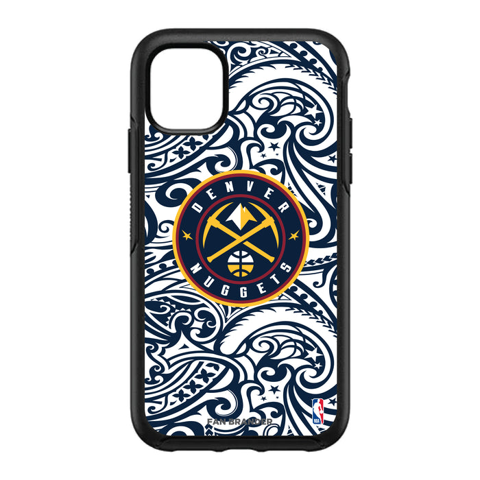 OtterBox Black Phone case with Denver Nuggets Primary Logo With Team Color Tribal Background