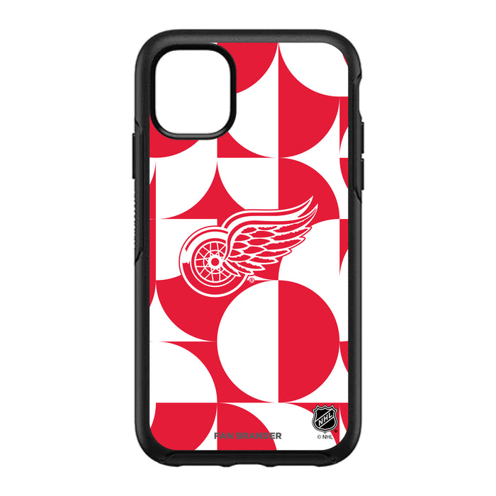OtterBox Black Phone case with Detroit Red Wings Primary Logo on Geometric Circle Background