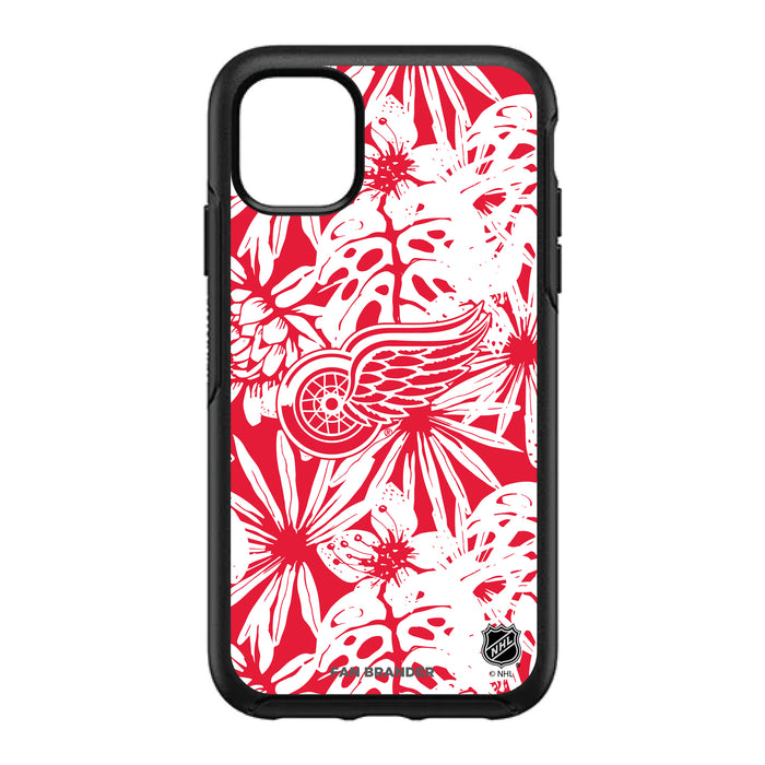 OtterBox Black Phone case with Detroit Red Wings Primary Logo With Team Color Hawain Pattern