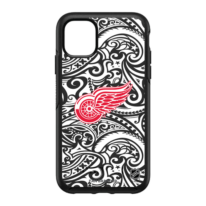 OtterBox Black Phone case with Detroit Red Wings Primary Logo With Black Tribal