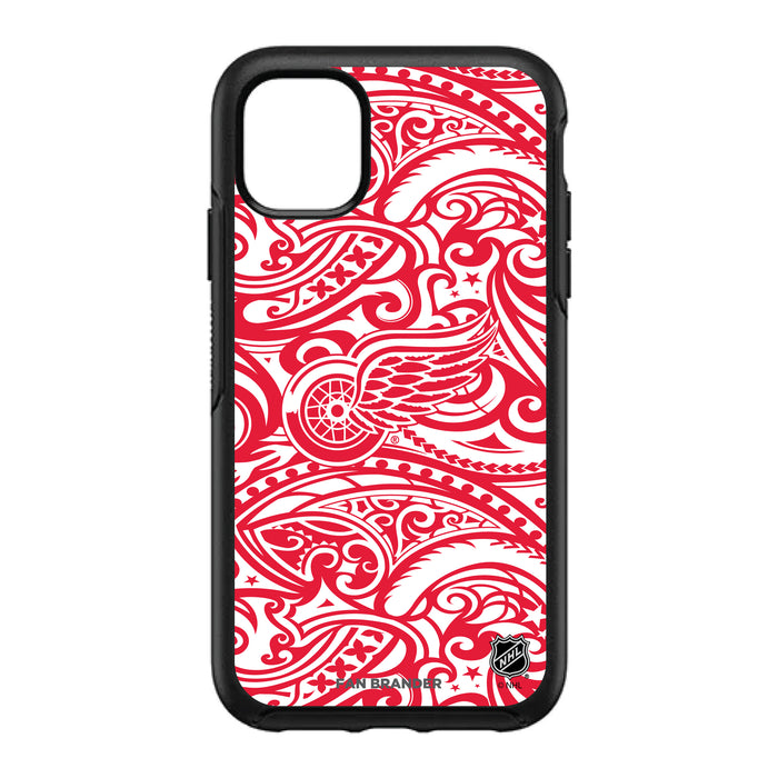 OtterBox Black Phone case with Detroit Red Wings Primary Logo With Team Color Tribal Background