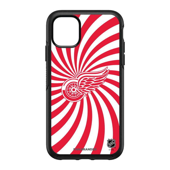 OtterBox Black Phone case with Detroit Red Wings Primary Logo With Team Groovey Burst