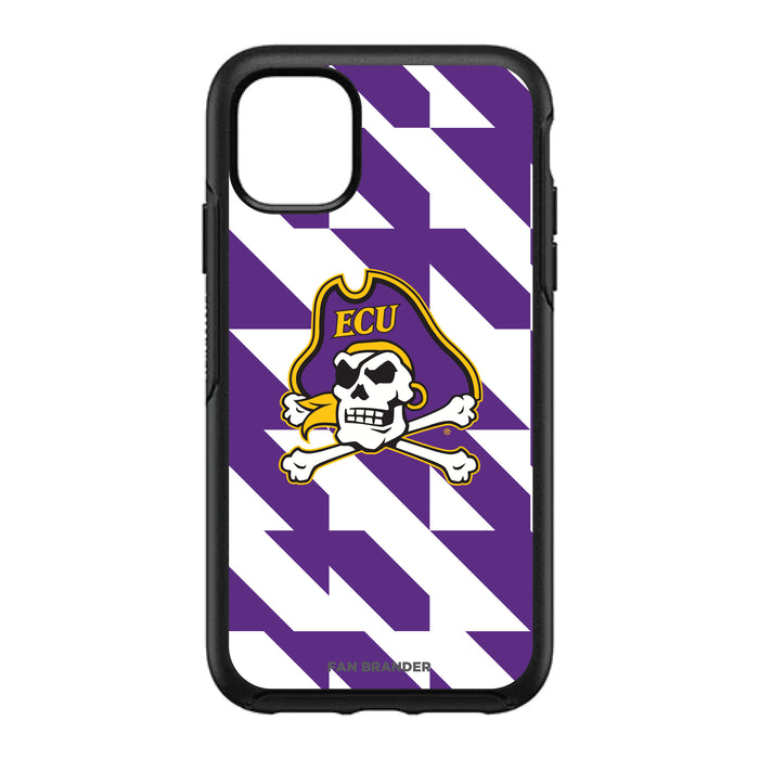 OtterBox Black Phone case with East Carolina Pirates Primary Logo on Geometric Quad Background