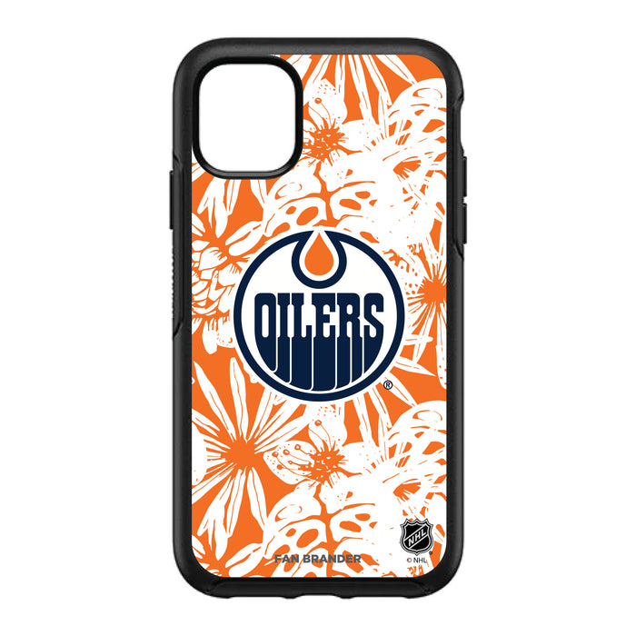 OtterBox Black Phone case with Edmonton Oilers Primary Logo With Team Color Hawain Pattern