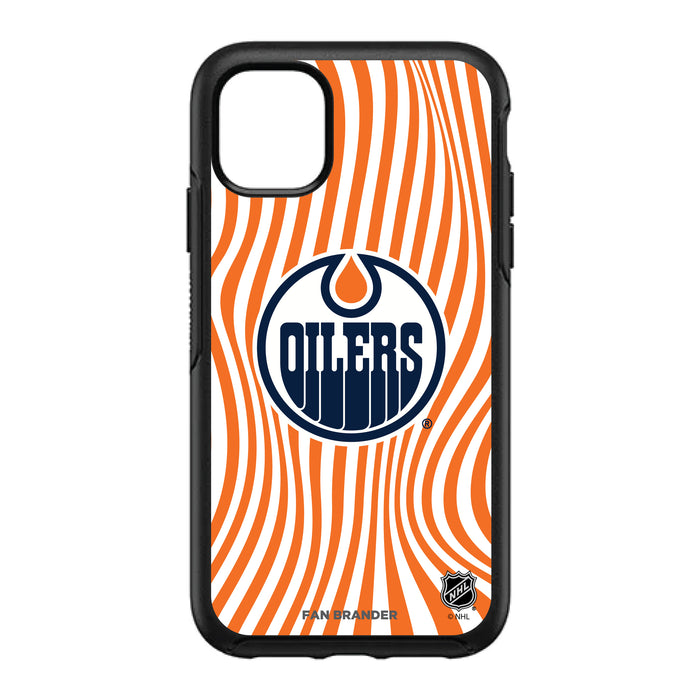 OtterBox Black Phone case with Edmonton Oilers Primary Logo With Team Groovey Lines