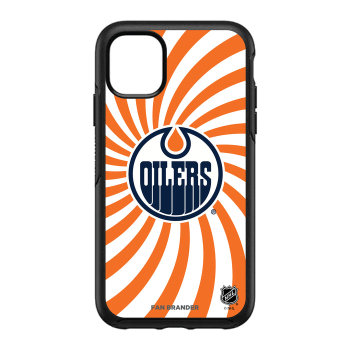 OtterBox Black Phone case with Edmonton Oilers Primary Logo With Team Groovey Burst