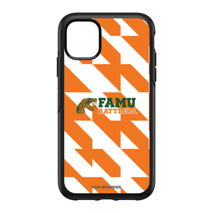 OtterBox Black Phone case with Florida A&M Rattlers Primary Logo on Geometric Quad Background