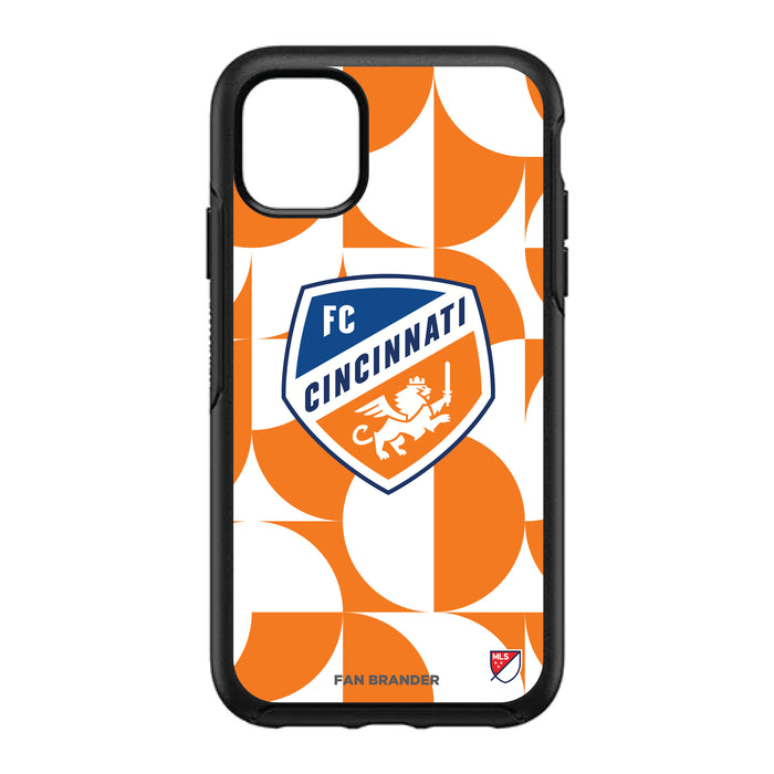 OtterBox Black Phone case with FC Cincinnati Primary Logo on Geometric Circle Background