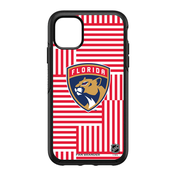 OtterBox Black Phone case with Florida Panthers Primary Logo on Geometric Lines Background
