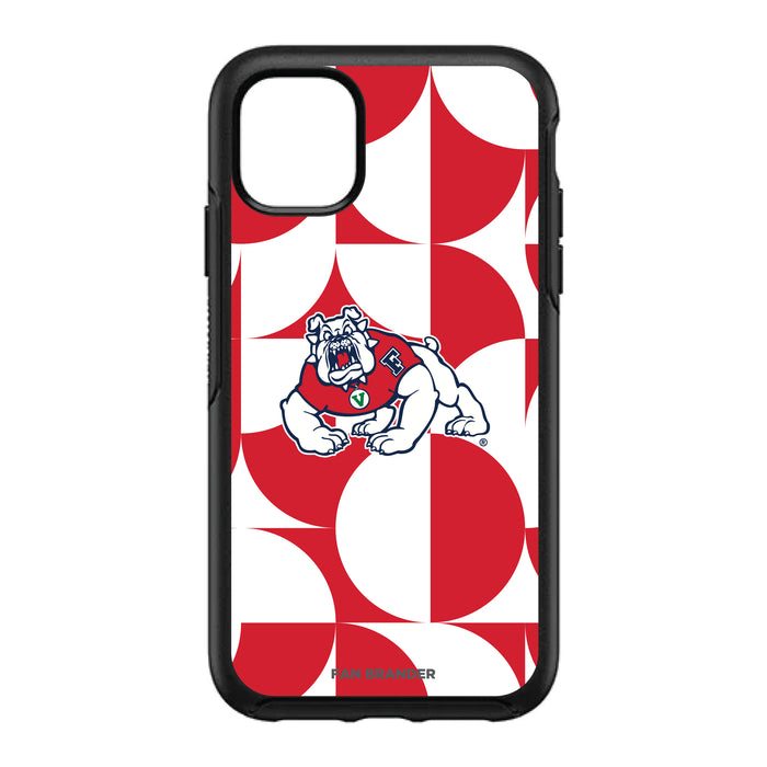 OtterBox Black Phone case with Fresno State Bulldogs Primary Logo on Geometric Circle Background
