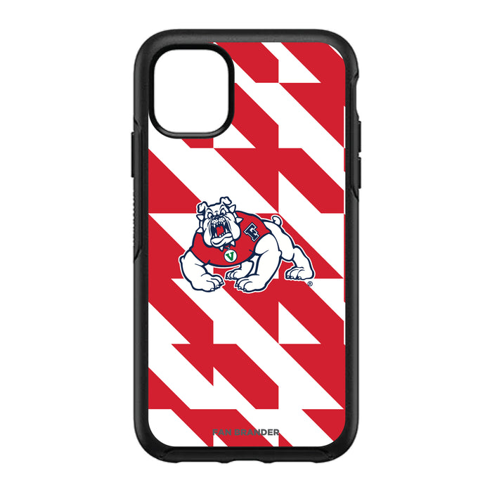 OtterBox Black Phone case with Fresno State Bulldogs Primary Logo on Geometric Quad Background