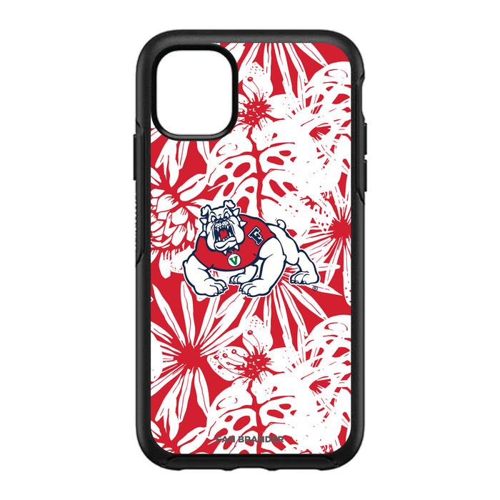 OtterBox Black Phone case with Fresno State Bulldogs Primary Logo With Team Color Hawain Pattern