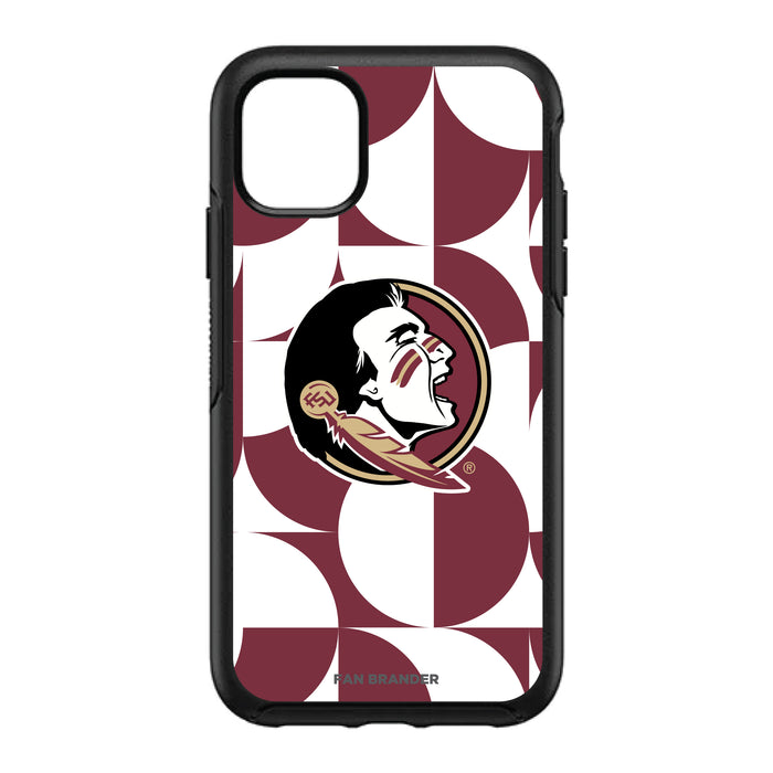 OtterBox Black Phone case with Florida State Seminoles Primary Logo on Geometric Circle Background